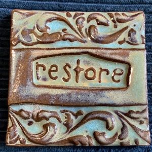 RESTORE TileSmile 3x3 Decorative Handmade Ceramic Green Blue Tile